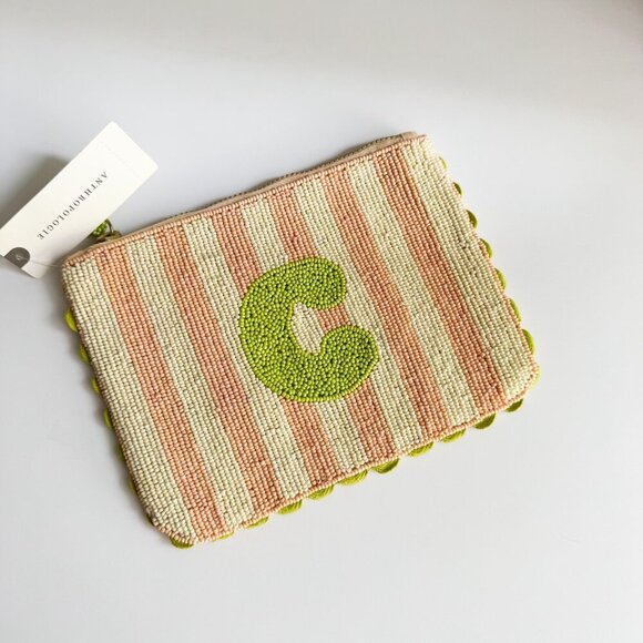 Anthropologie Beaded Zip Pouch Monogram "C" - Picture 3 of 5